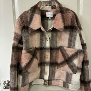 Women's Plaid Shacket - Pink & Brown